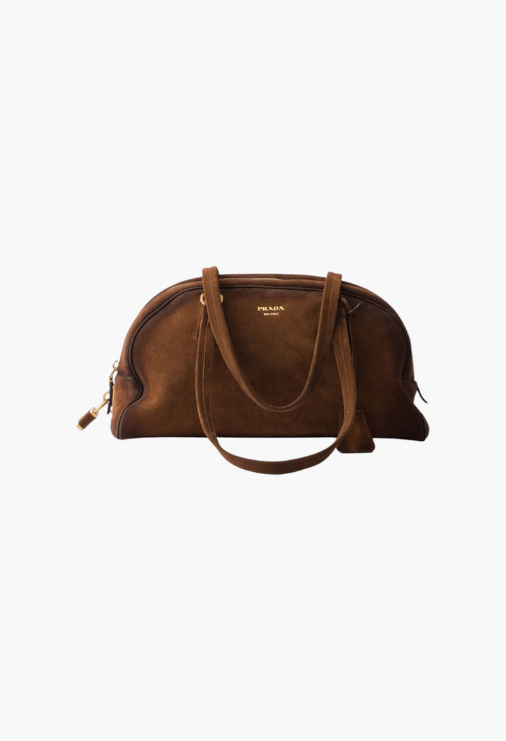 Prada Bowling Medium Suede Bag - GLAM MODA