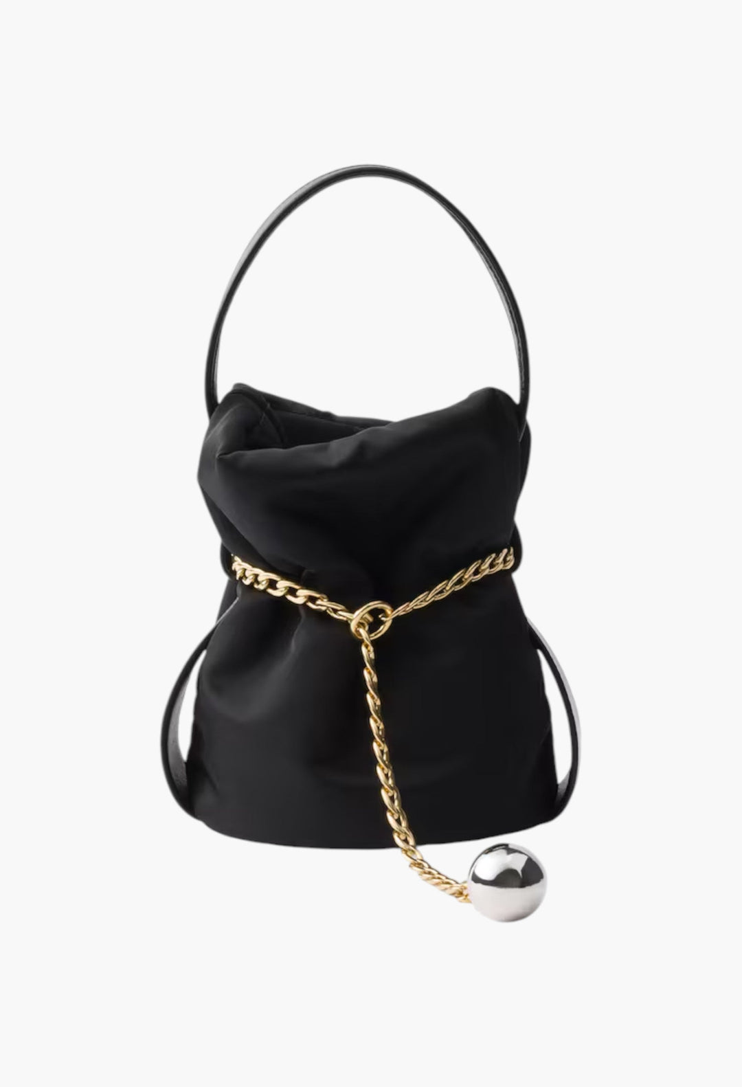 Prada Petit Sac Noir Mini Re-Nylon And Nappa Leather Bucket Bag - GLAM MODA
