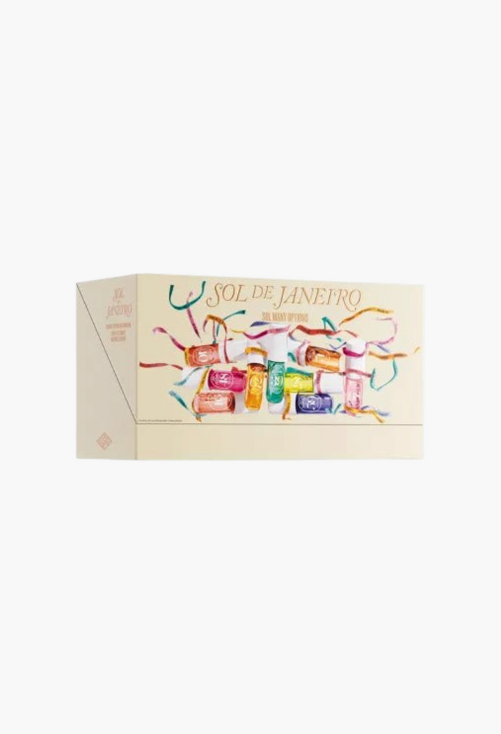 GLAM MODA Sol de Janeiro Sol Many Options gift set featuring nine full-sized Cheirosa perfume mists in a decorative box