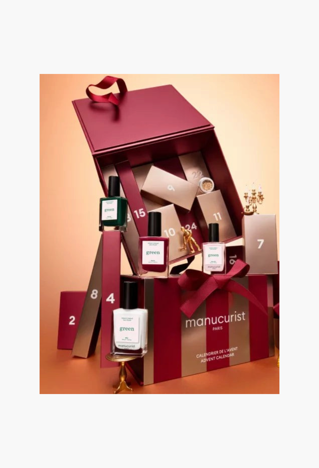 GLAM MODA Manucurist Time to Shine! Advent Calendar featuring 24 full-size nail polishes, care products, and accessories.