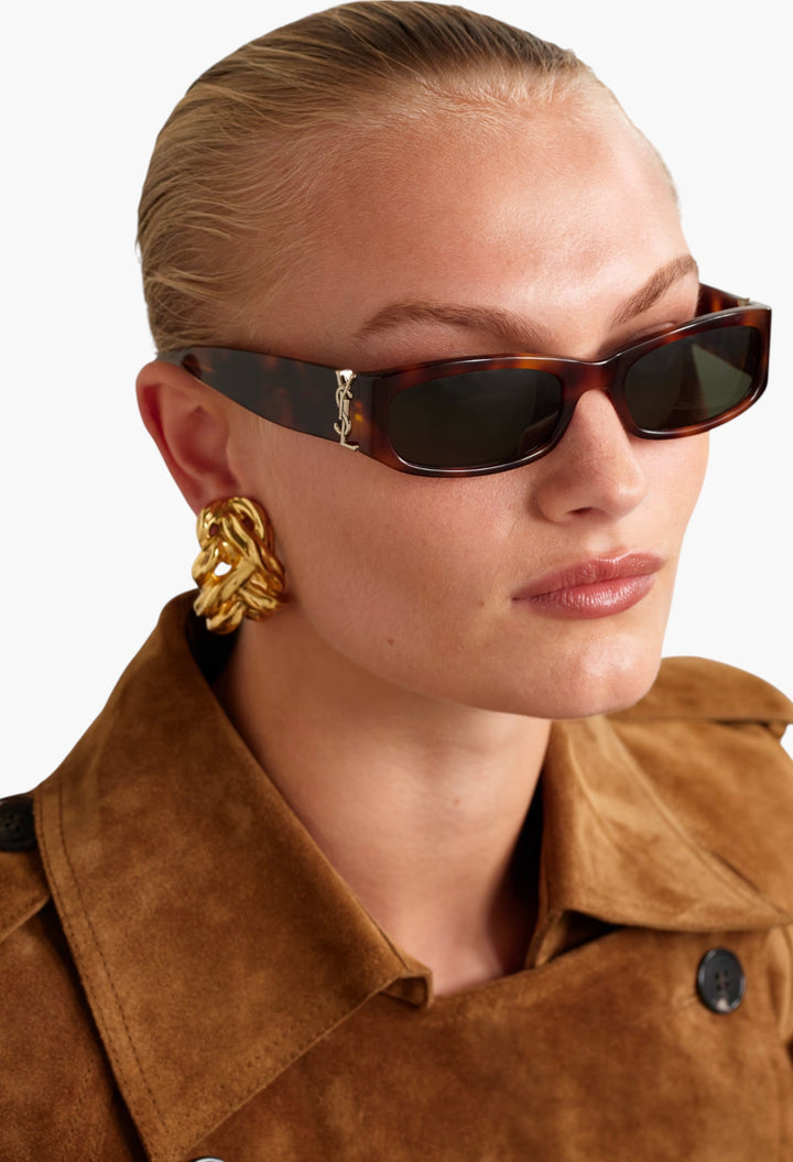 Rectangle-Frame Tortoiseshell Acetate Sunglasses - GLAM MODA
