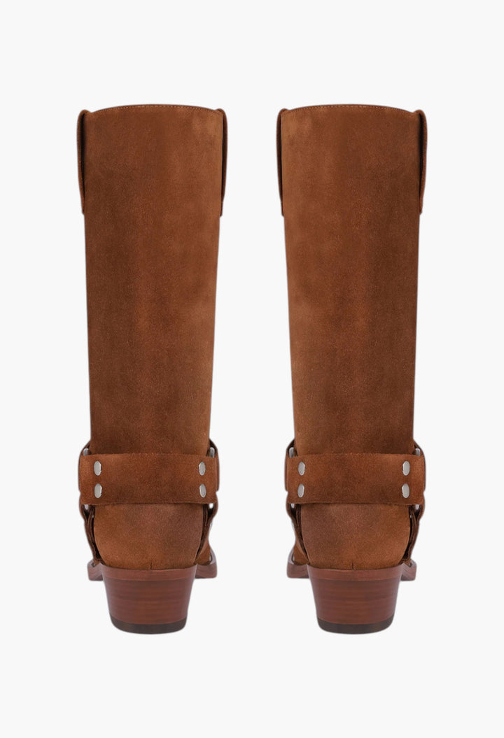 Roxy Boot - Boots In Cognac Calf Suede Leather - GLAM MODA