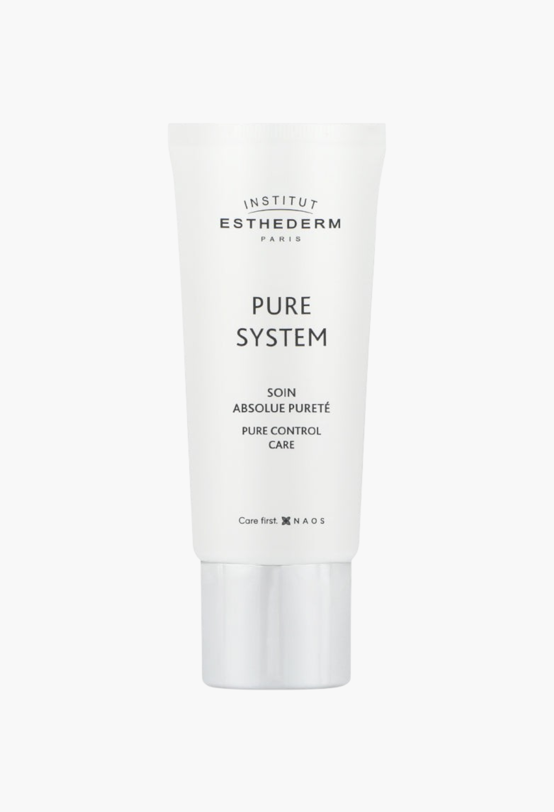 GLAM MODA Institut Esthederm Pure System Pure Control Care Cream in a white squeeze tube for mattifying oily skin.