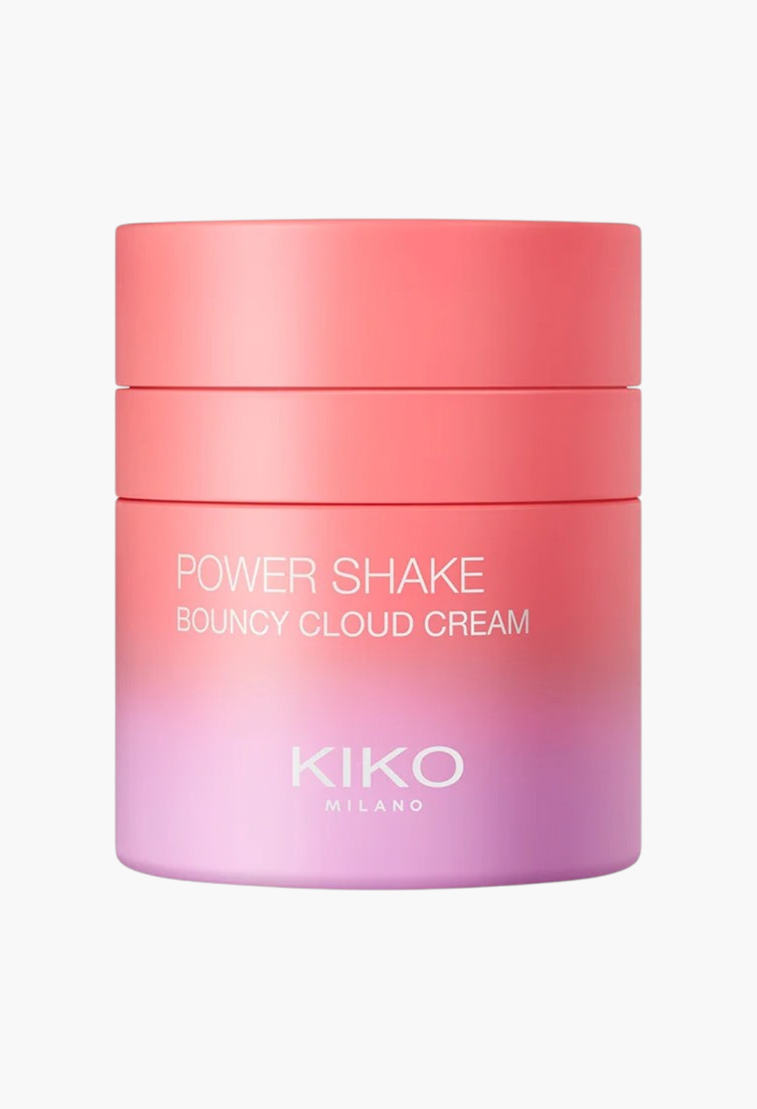 GLAM MODA Kiko Milano Power Shake Bouncy Cloud Cream in a pink and purple gradient jar for moisturizing skincare