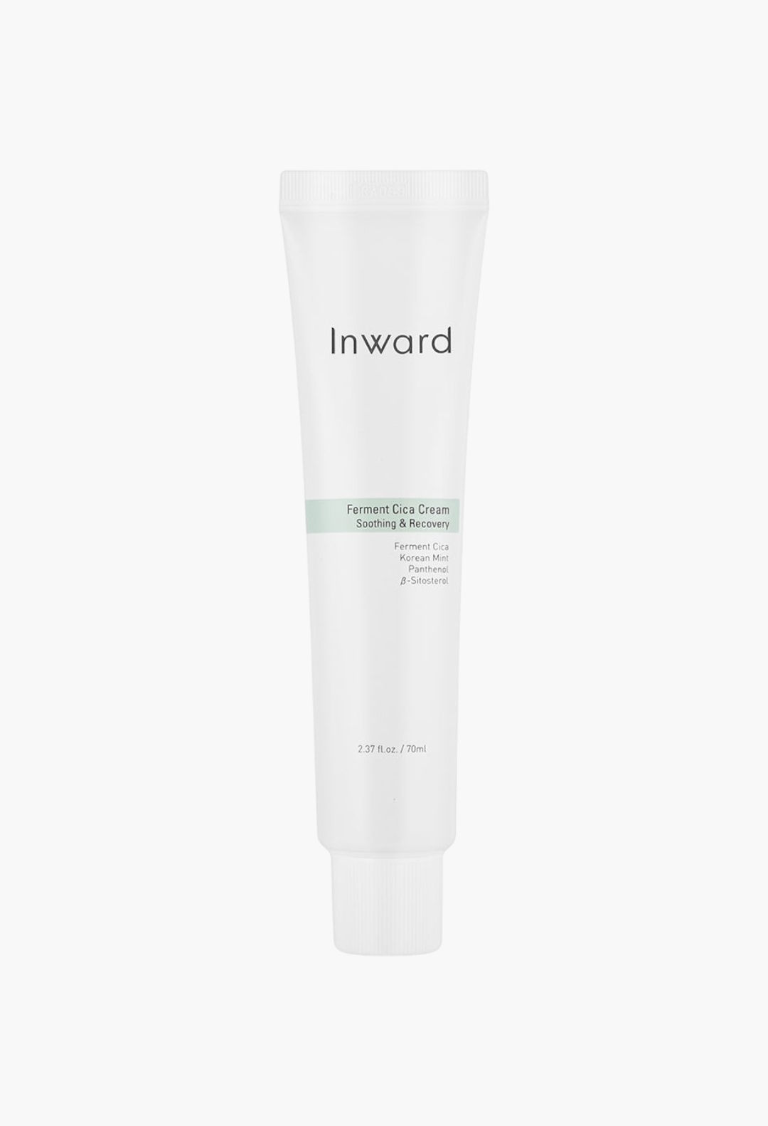 GLAM MODA Inward Ferment Cica Soothing & Recovery Cream in a white 70ml squeeze tube for skin repair and hydration.
