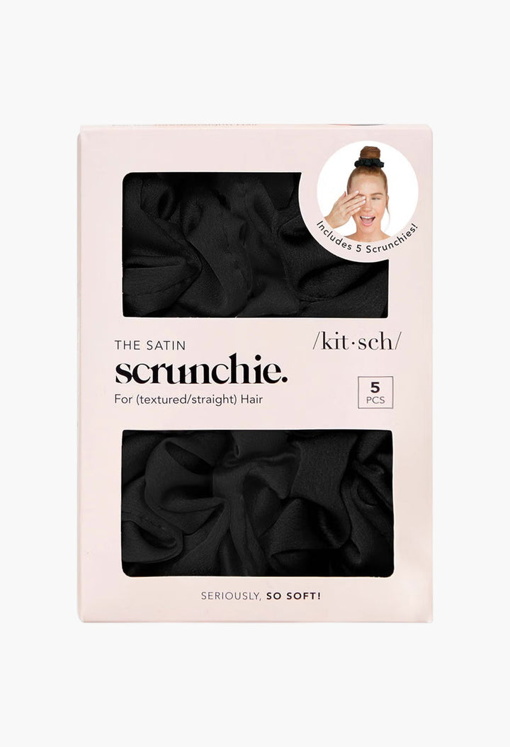 Satin Sleep Scrunchies - Black - GLAM MODA