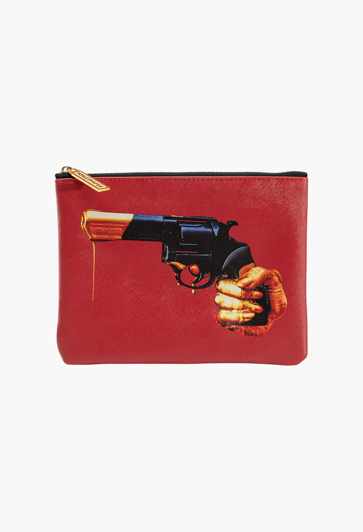 Seletti Wears TOILETPAPER Revolver Faux-Leather Cosmetics Bag 21cm X 15cm - GLAM MODA