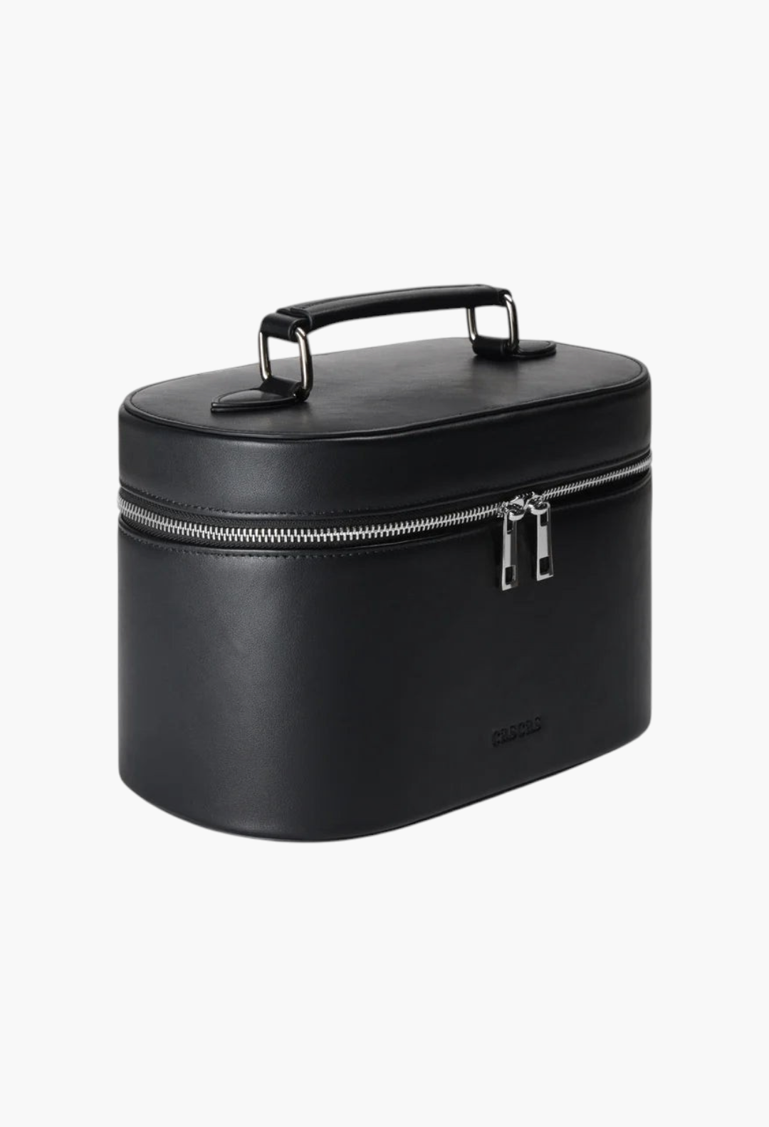 Vanity Case Espresso vegan leather makeup bag side view