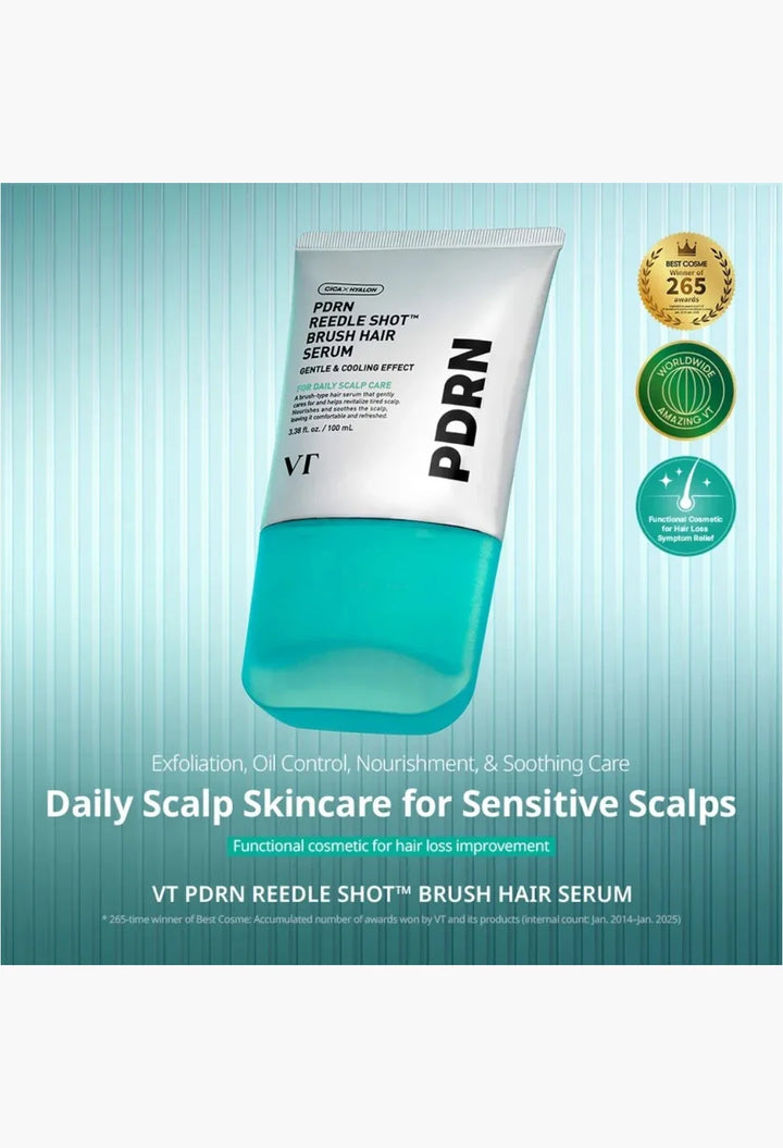 VT - PDRN Reedle Shot Brush Hair Serum 2pcs Bundle Set