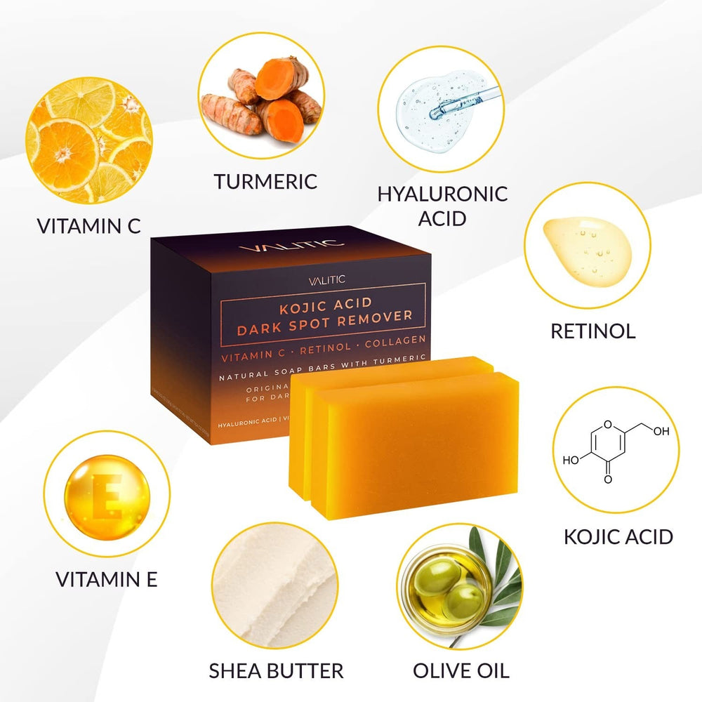 Valitic Kojic Acid Dark Spot Remover Soap Bars (2 Pack) - GLAM MODA