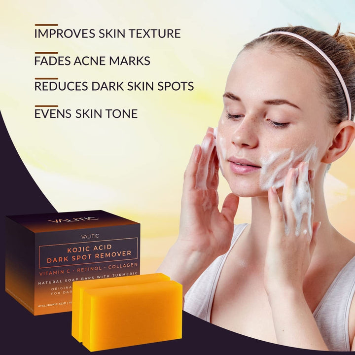 Valitic Kojic Acid Dark Spot Remover Soap Bars (2 Pack) - GLAM MODA