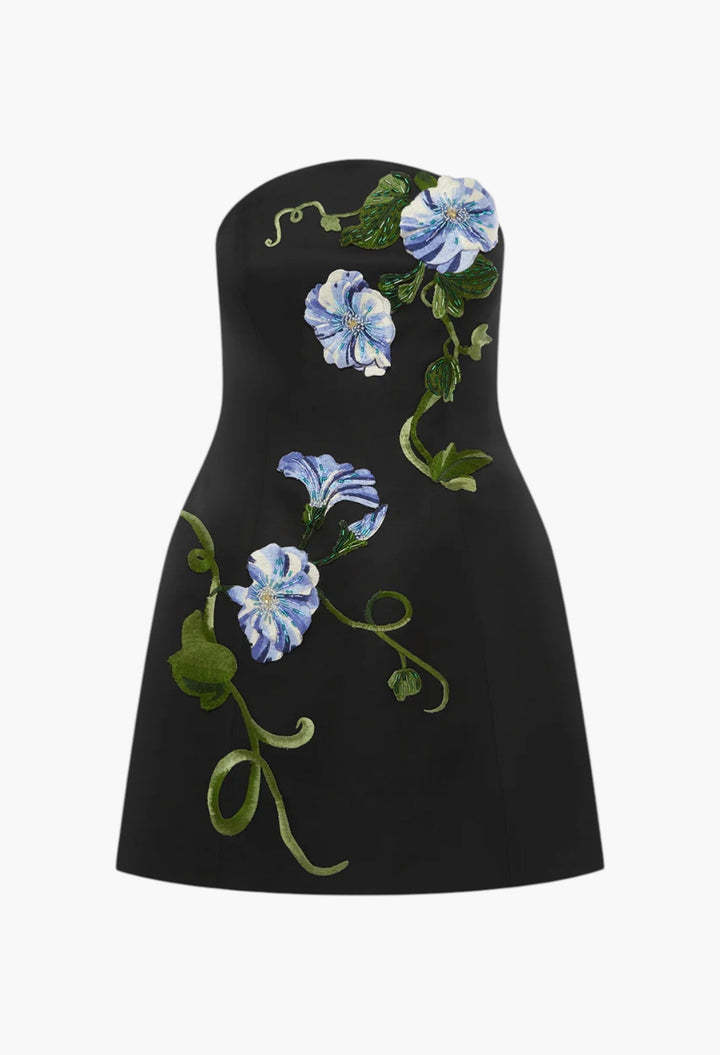 Appliqué Floral Bustier Mini Dress - GLAM MODA