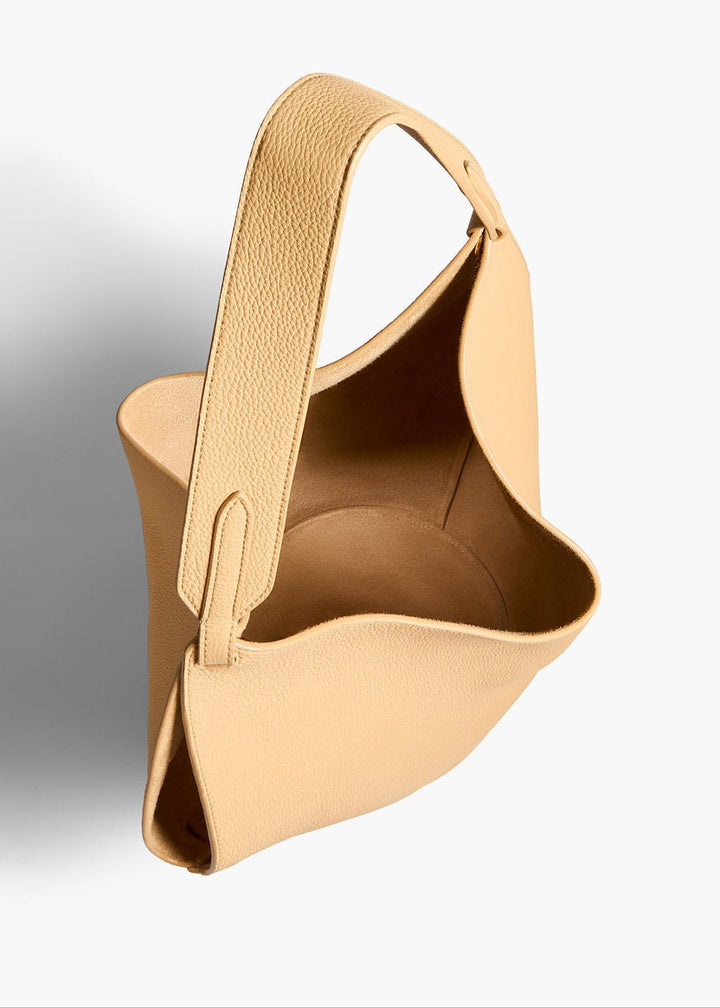 Wheat Pebbled Leather - Small Lotus Tote - GLAM MODA