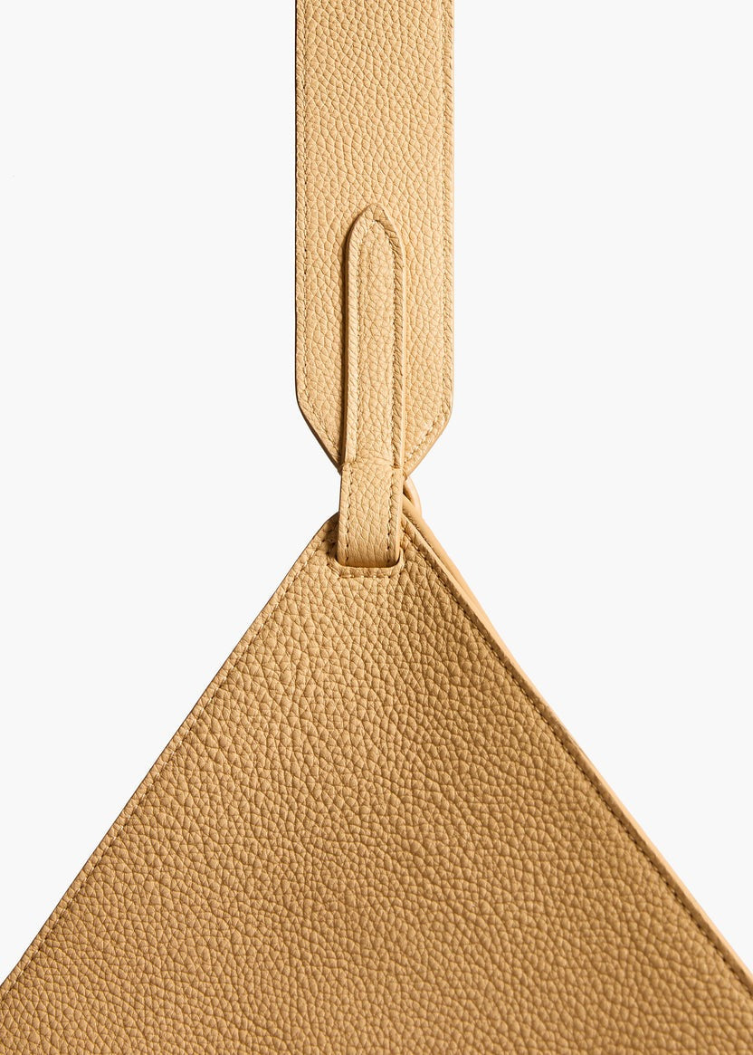 Wheat Pebbled Leather - Small Lotus Tote - GLAM MODA