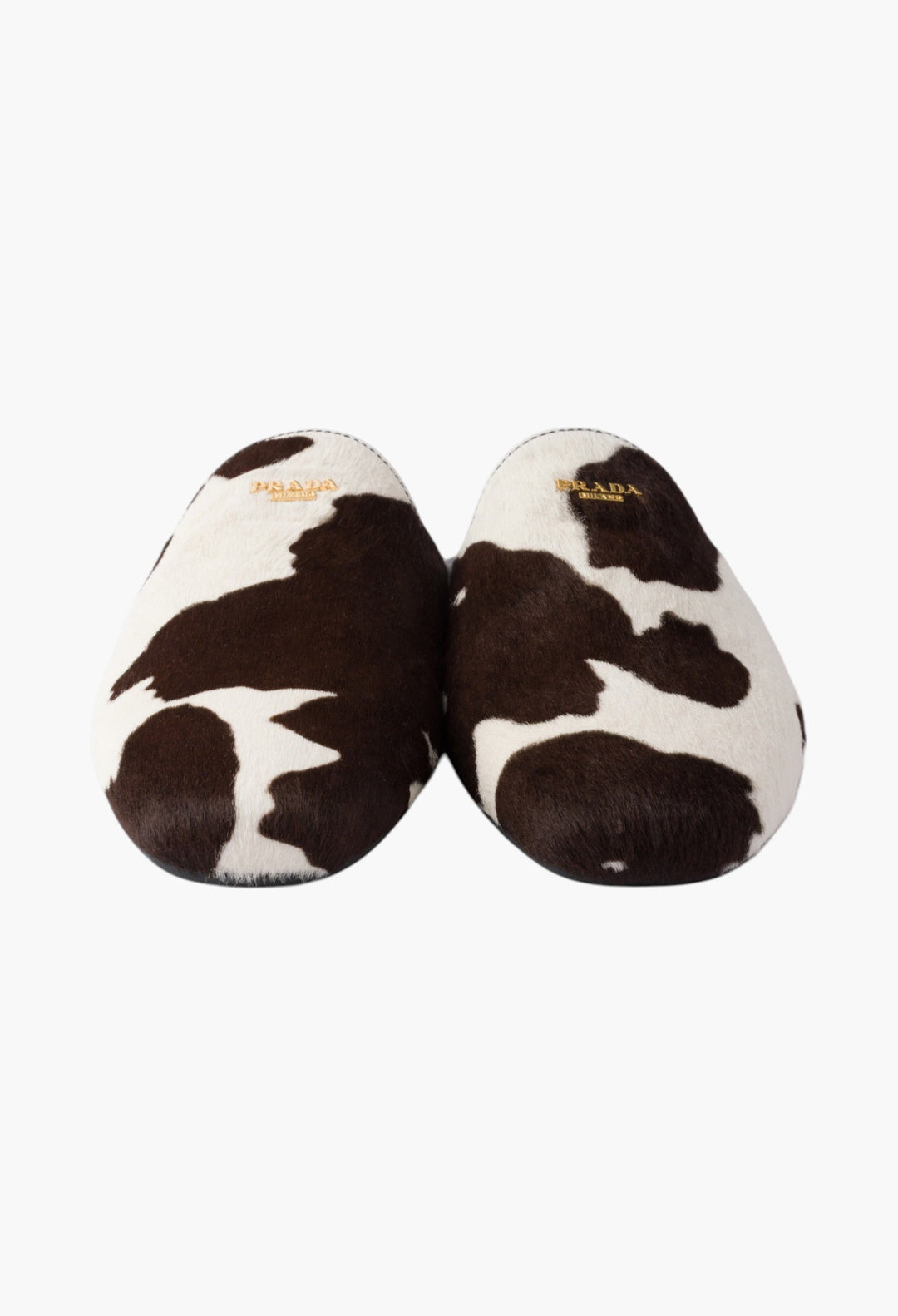 White / Dark Brown - Printed Leather Mules - GLAM MODA