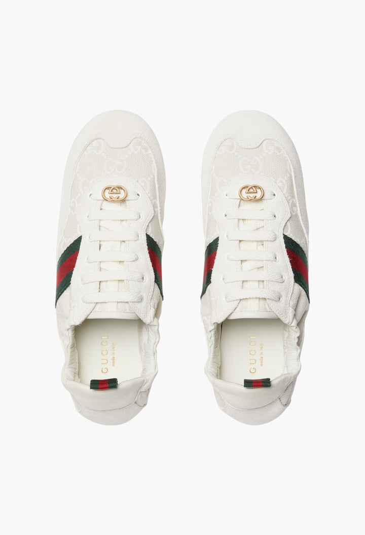 White GG Canvas - Women's Gucci Shift Sneaker - GLAM MODA