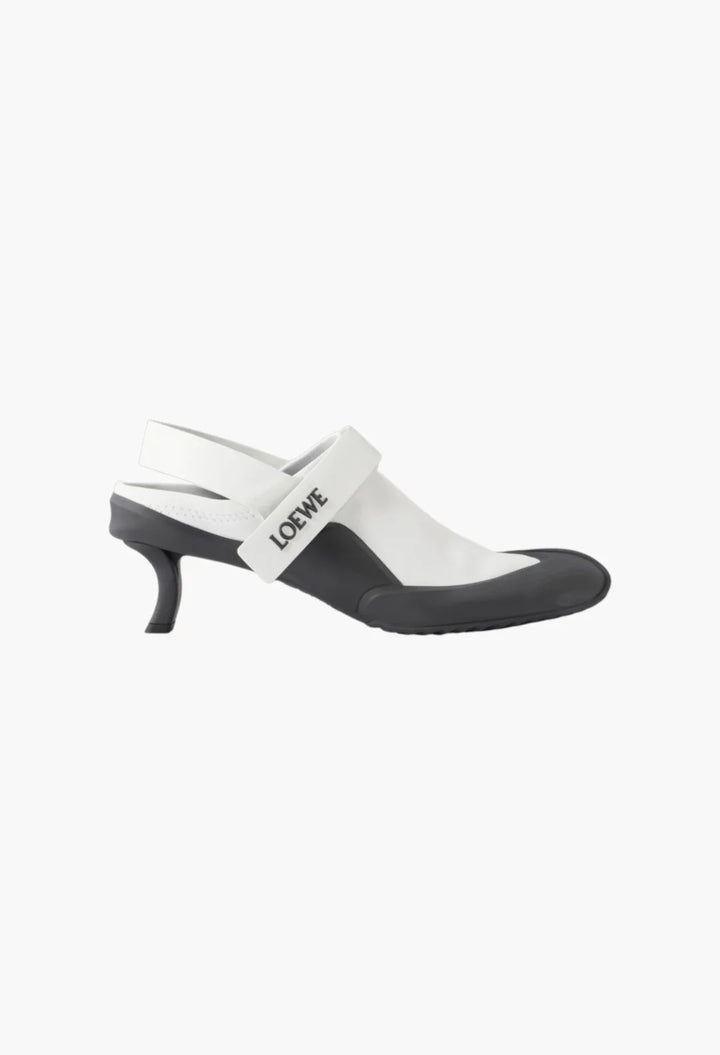 Dive 45 logo-detailed rubber-trimmed leather slingback pumps