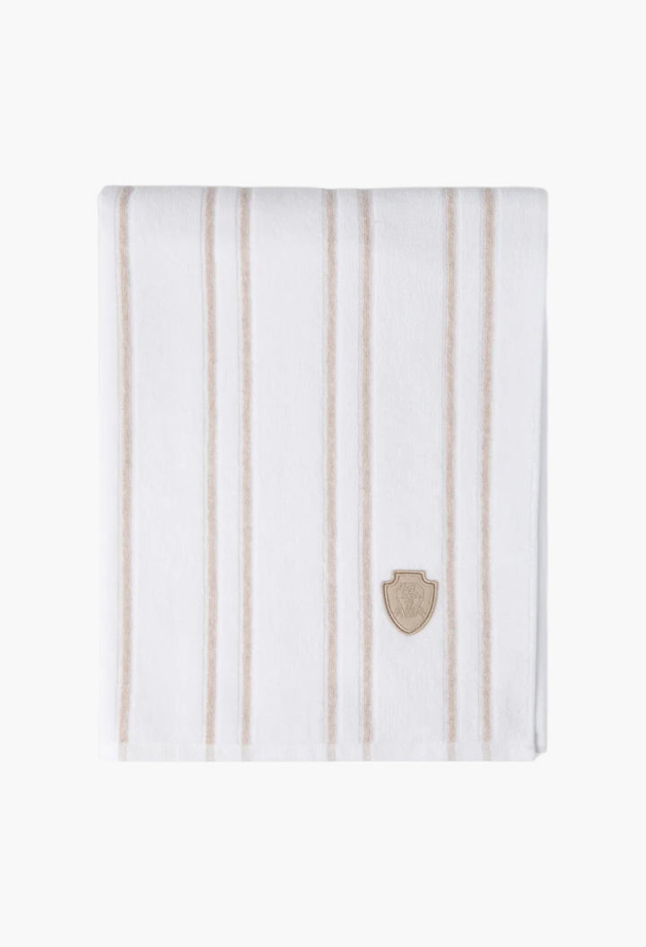 Striped Cotton Terrycloth Towel With Logo - GLAM MODA