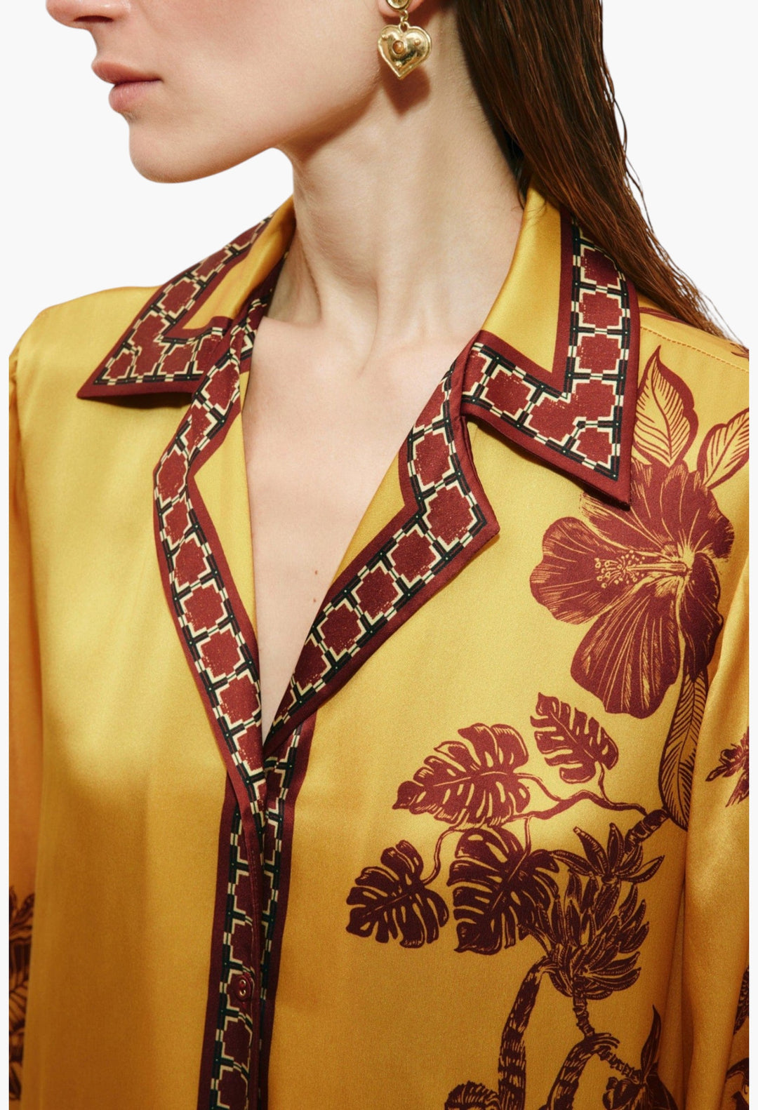 Banana Blossom Silk Shirtdress - GLAM MODA