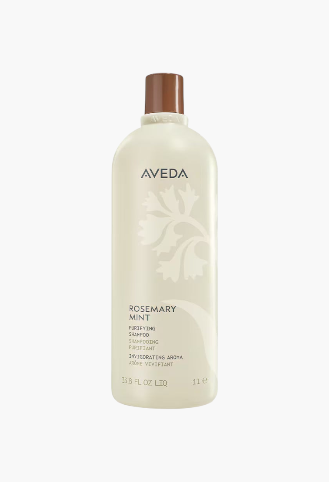 GLAM MODA Aveda Rosemary Mint Purifying Shampoo bottle with a brown cap for clarifying fine to medium hair.