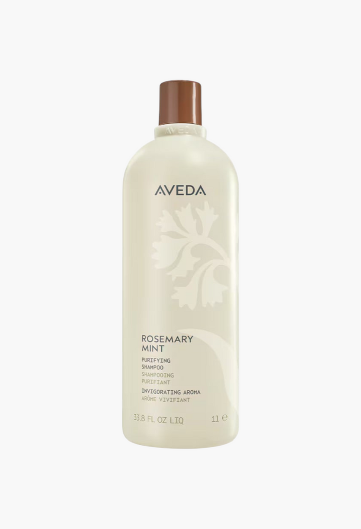 GLAM MODA Aveda Rosemary Mint Purifying Shampoo bottle with a brown cap for clarifying fine to medium hair.