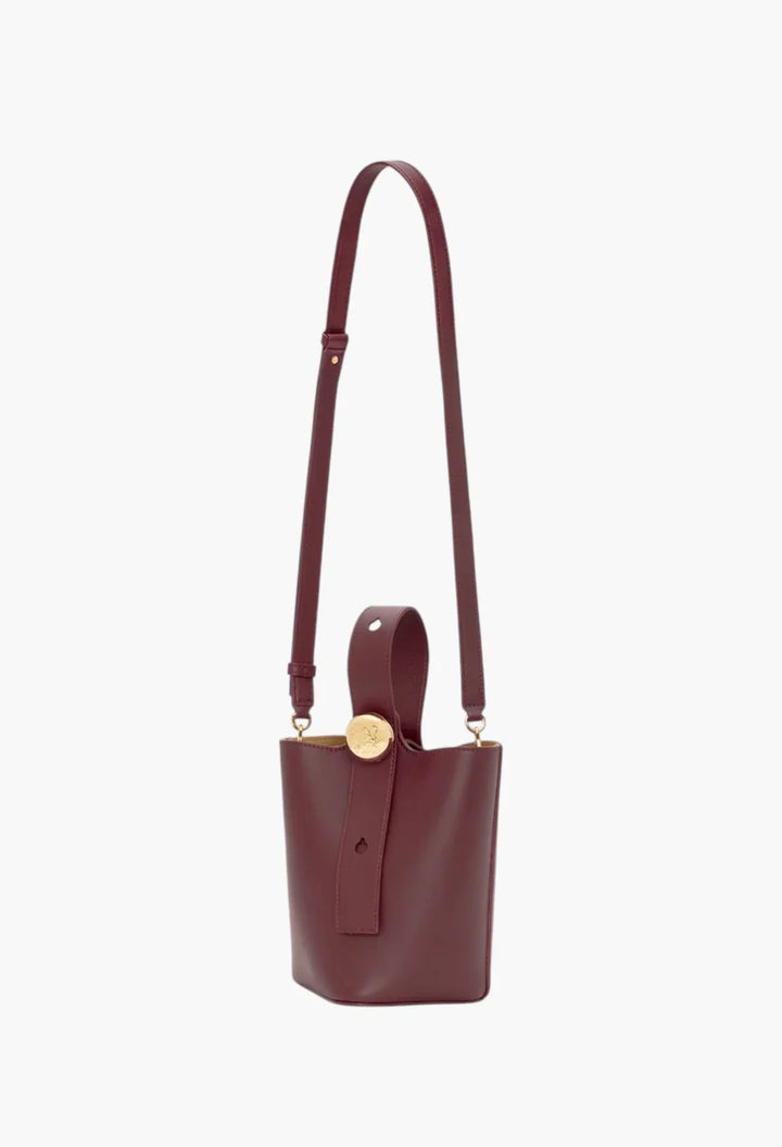 Mini Pebble Bucket Bag-Dark burgundy