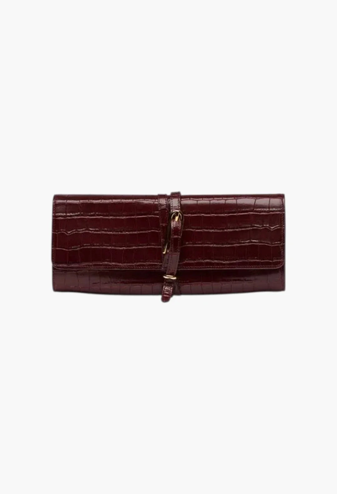 Belted Clutch Black Croc