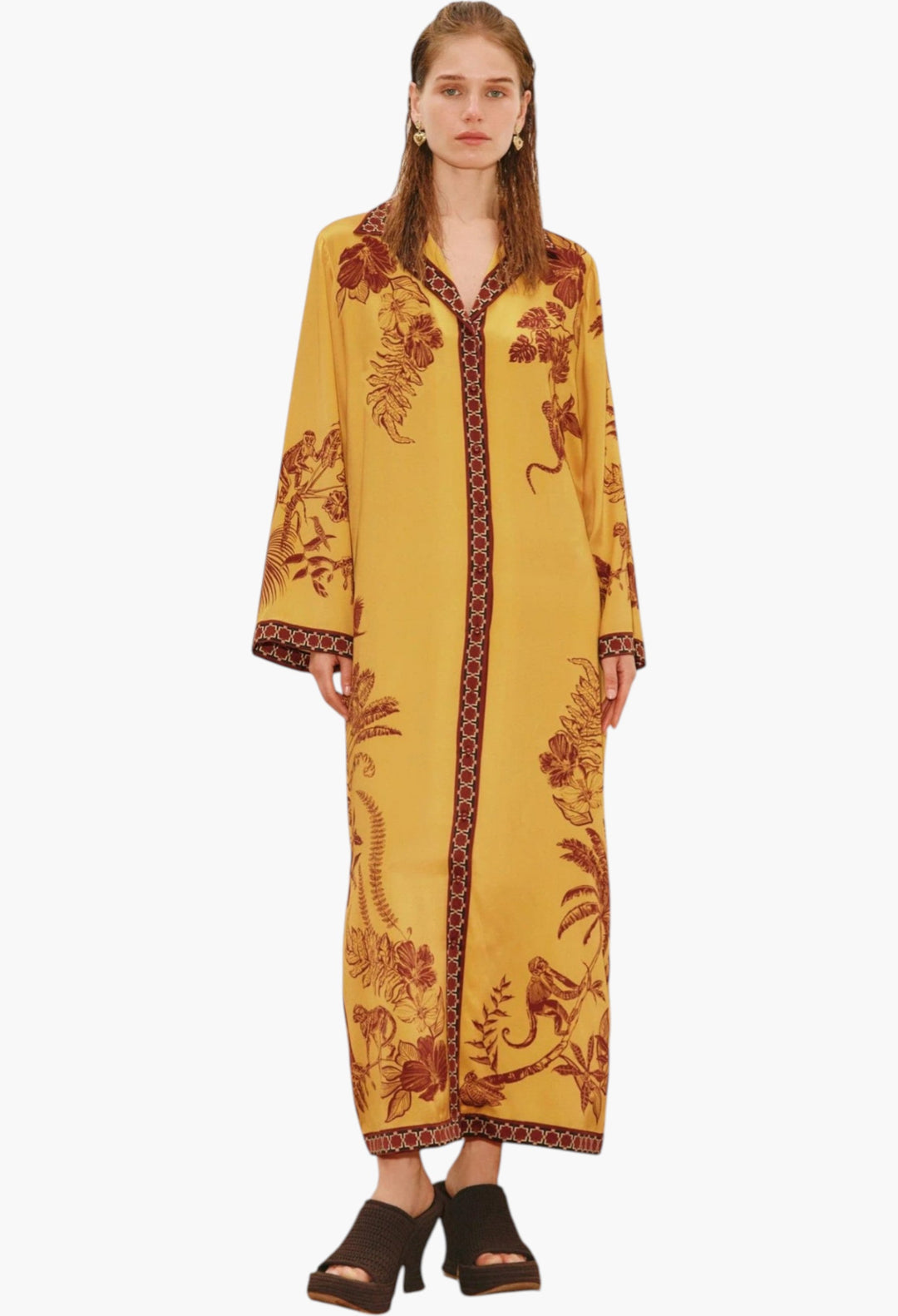 Banana Blossom Silk Shirtdress - GLAM MODA