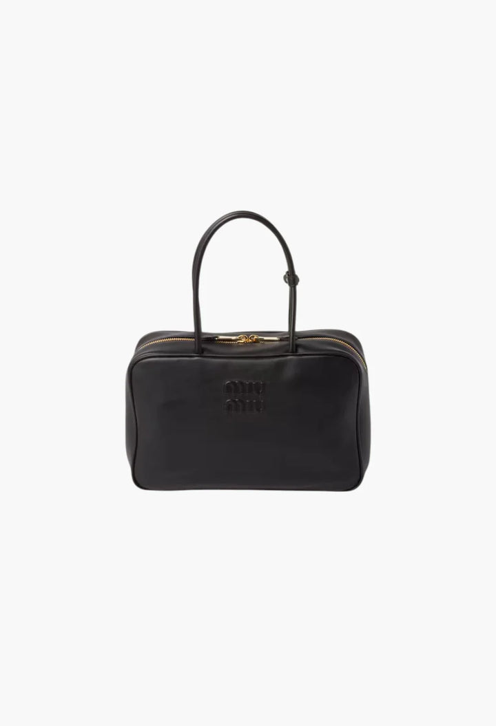 Black - Leather Top-Handle Bag