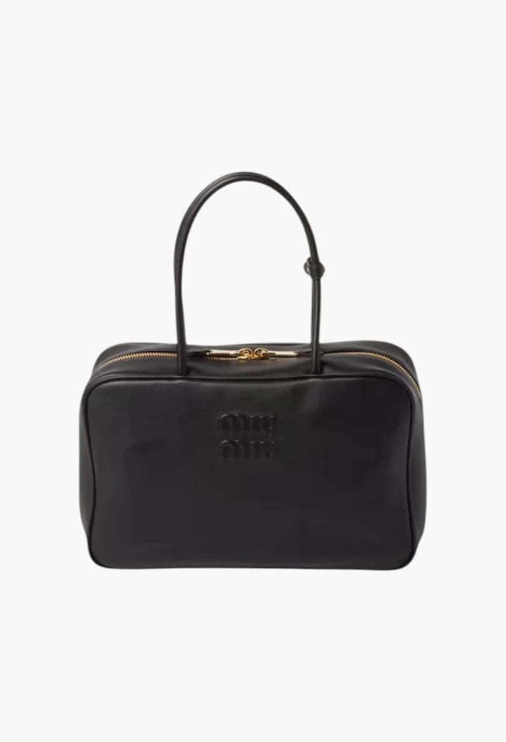 Black - Leather Top-Handle Bag