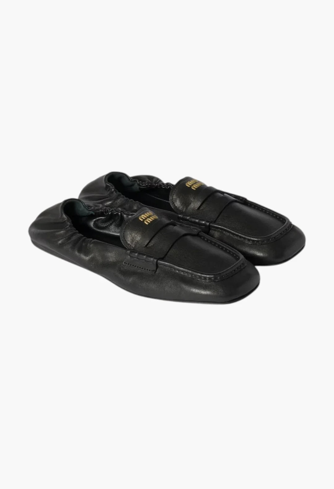 Black - Ruches Nappa Leather Loafers