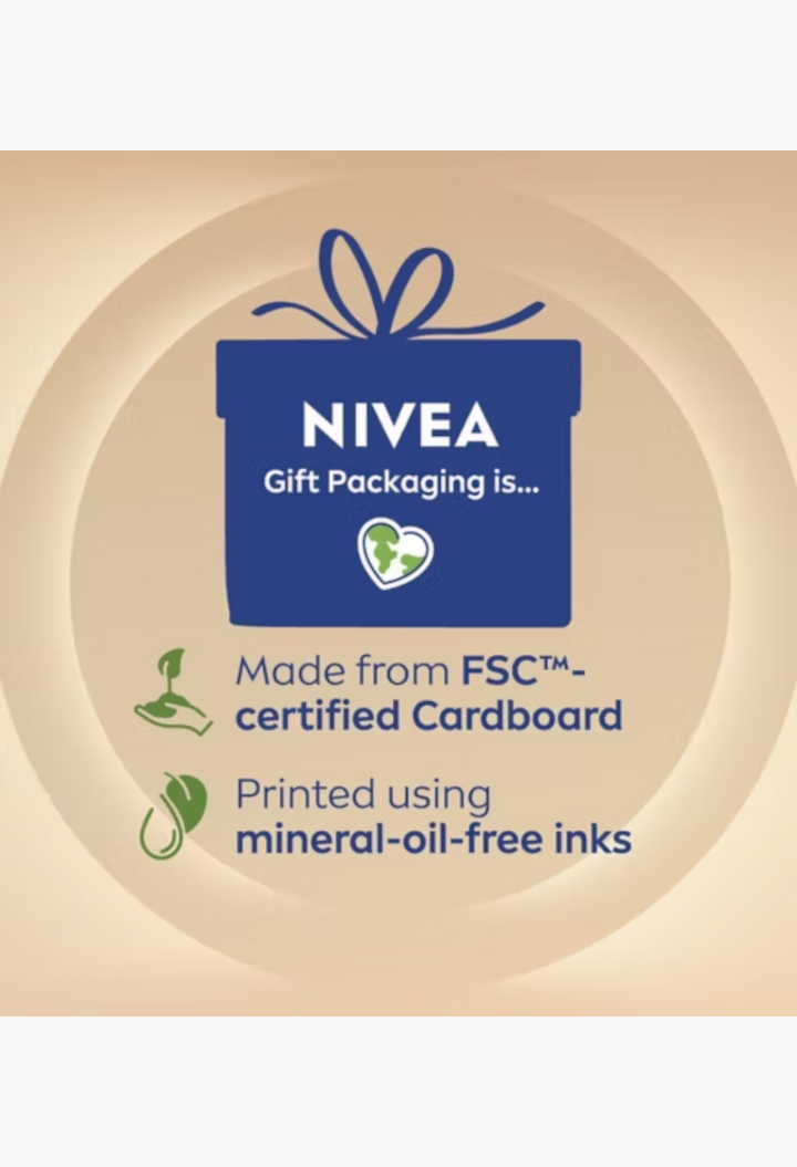 GLAM MODA NIVEA advent calendar FSC certified cardboard packaging label with mineral oil free ink details