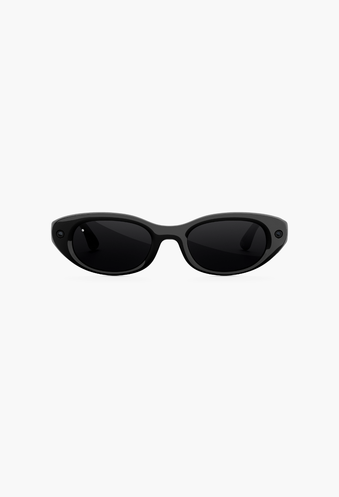 GLAM MODA Starfire Kylie Edition AI smart glasses in black with a slim oval frame and integrated camera lenses.