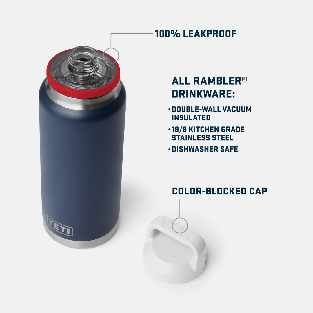 Navy/Rescue Red/White - Rambler® 36 Oz Water Bottle With Color-Blocked Chug Cap - GLAM MODA