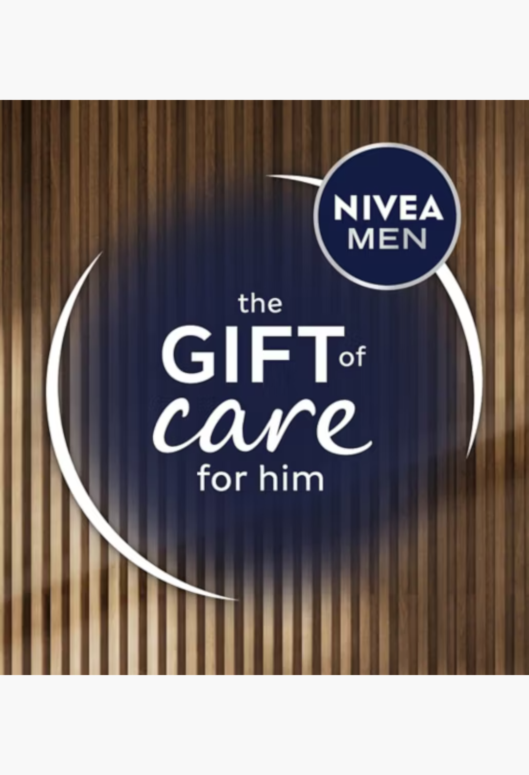 GLAM MODA NIVEA MEN advent calendar gift box featuring The Gift of Care for him branding on a wooden background.