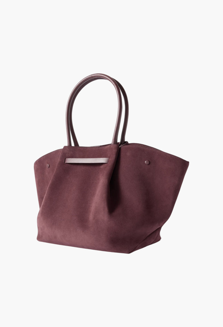New York Large Leather-Trimmed Suede Tote - GLAM MODA