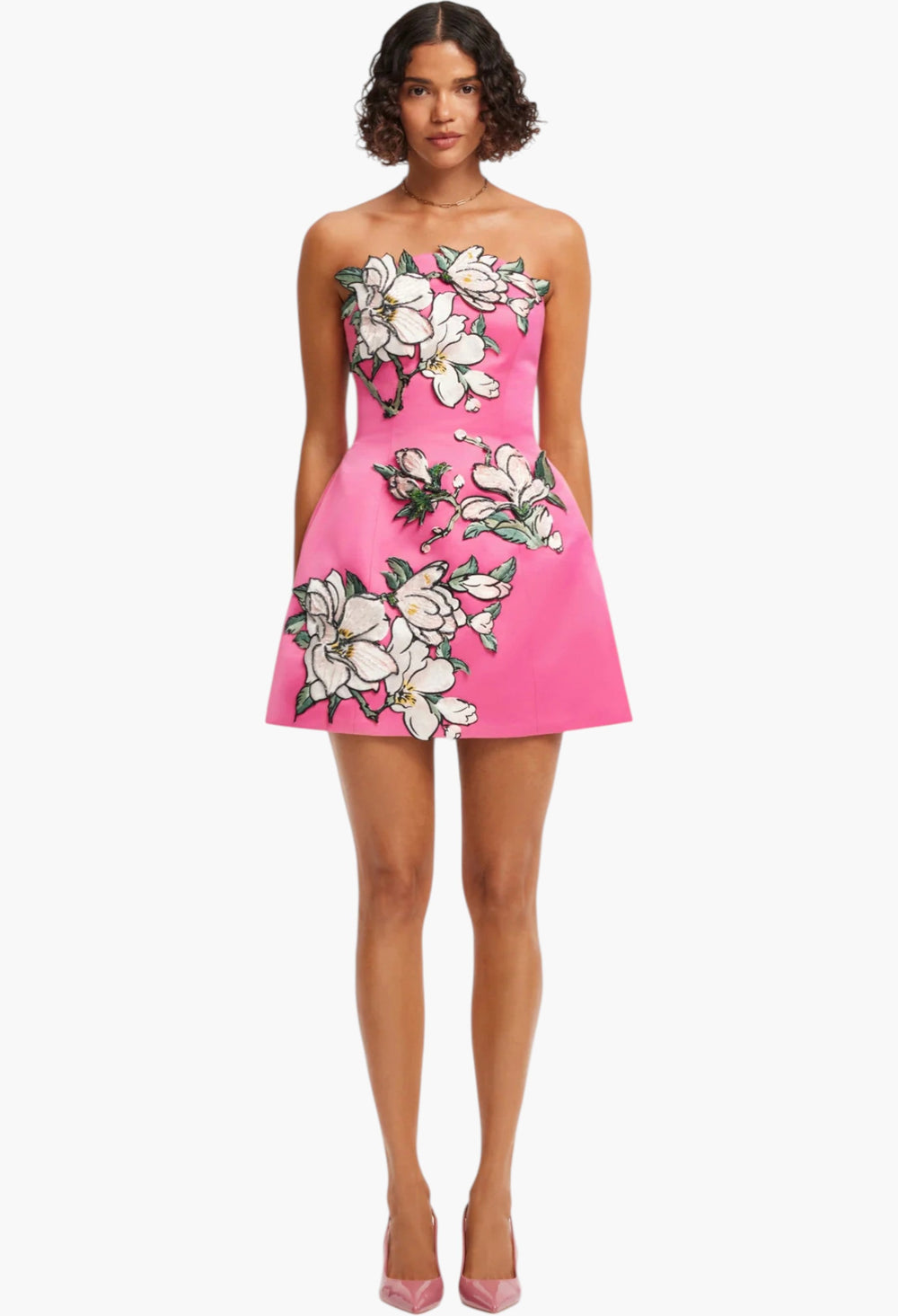 Appliqué Floral Bustier Mini Dress - GLAM MODA