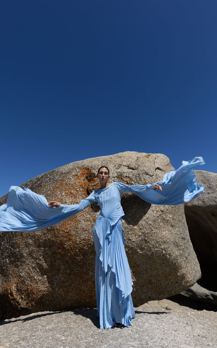 Waterfall Georgette Maxi Dress - GLAM MODA