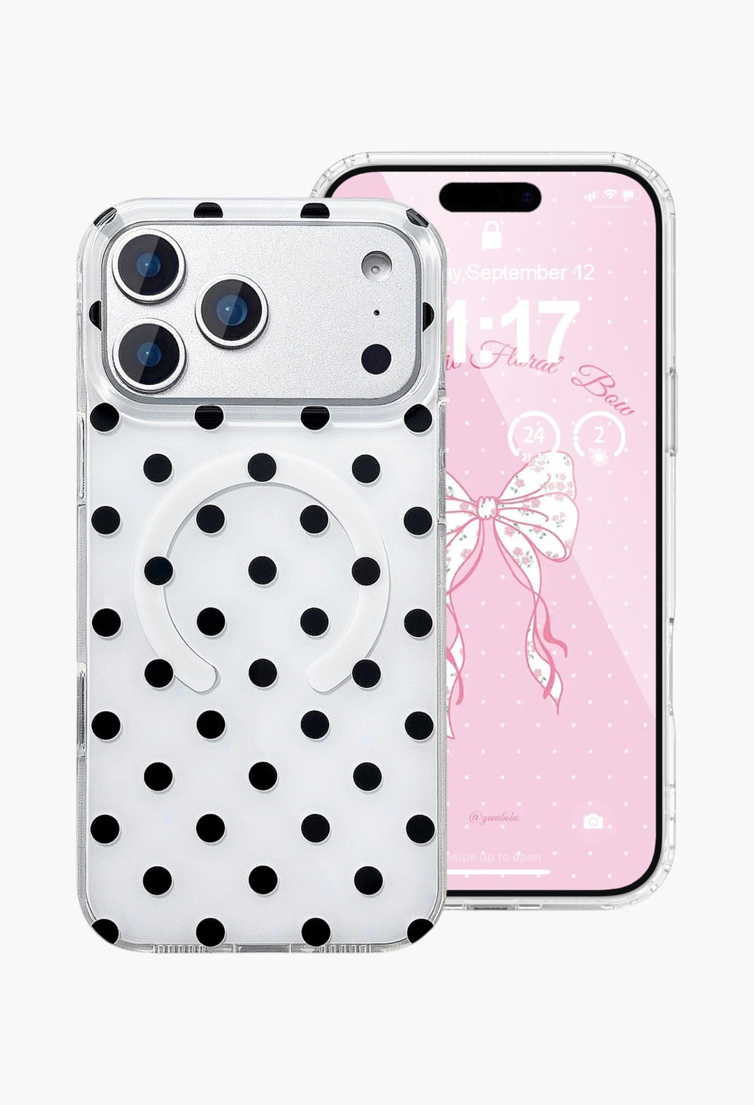 Magnetic Case for iPhone 17 Pro Max Case Compatible with Wireless Charging, Polka Dot Design Shockproof Bumper Cover Case for Girls Women - GLAM MODA