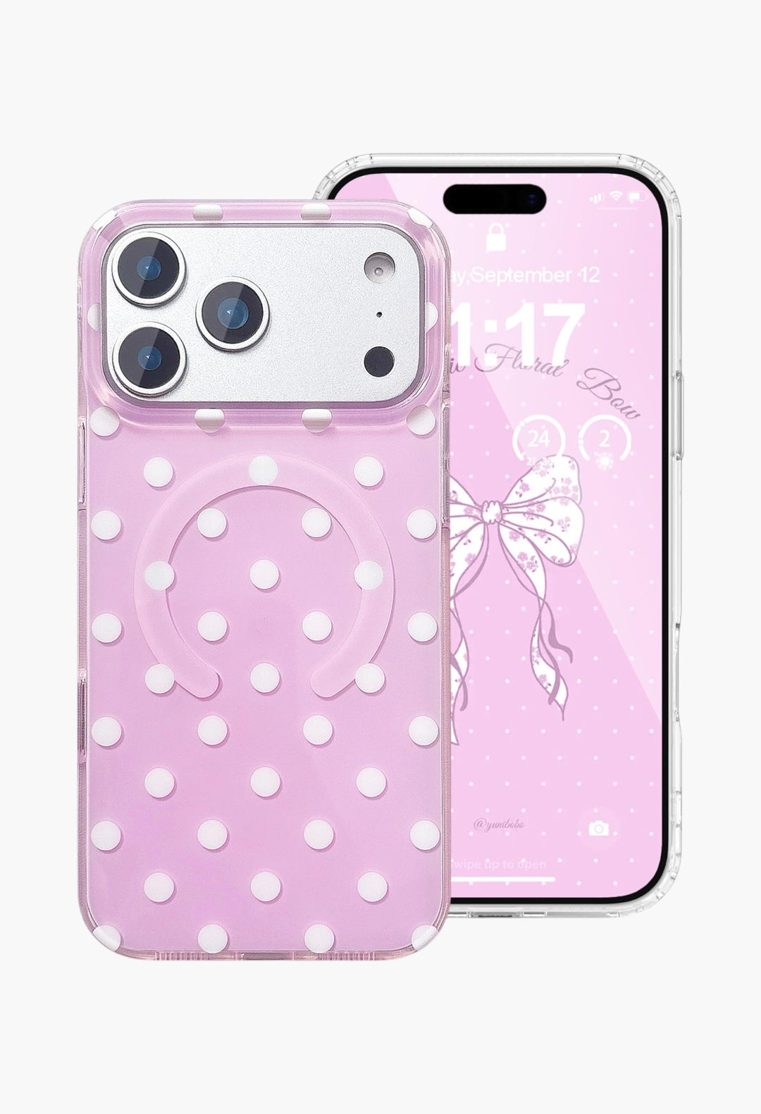 Magnetic Case for iPhone 17 Pro Max Case Compatible with Wireless Charging, Polka Dot Design Shockproof Bumper Cover Case for Girls Women - GLAM MODA