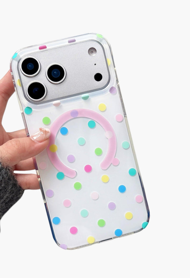 Magnetic Case for iPhone 17 Pro Max Case Compatible with Wireless Charging, Polka Dot Design Shockproof Bumper Cover Case for Girls Women - GLAM MODA