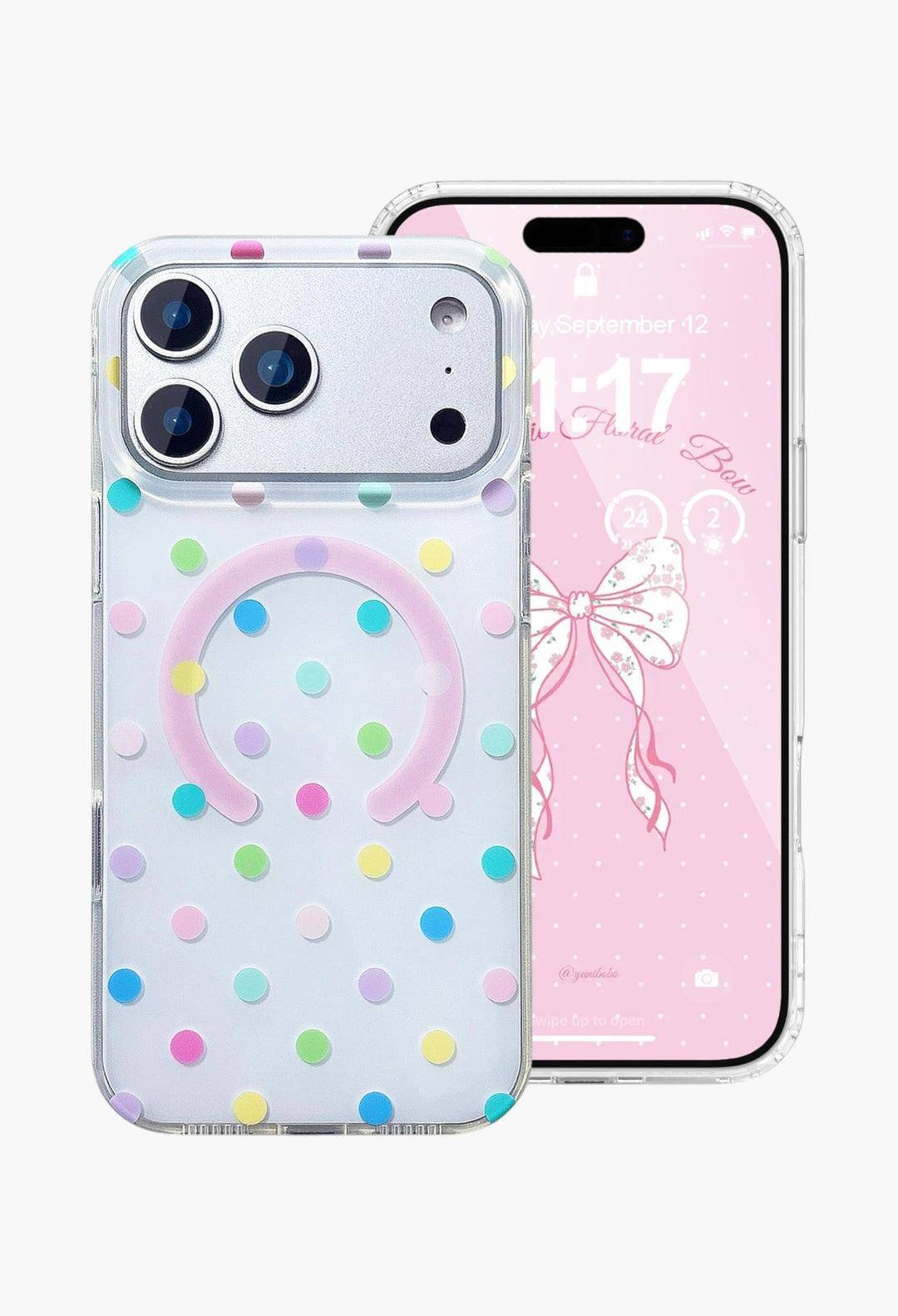 Magnetic Case for iPhone 17 Pro Max Case Compatible with Wireless Charging, Polka Dot Design Shockproof Bumper Cover Case for Girls Women - GLAM MODA