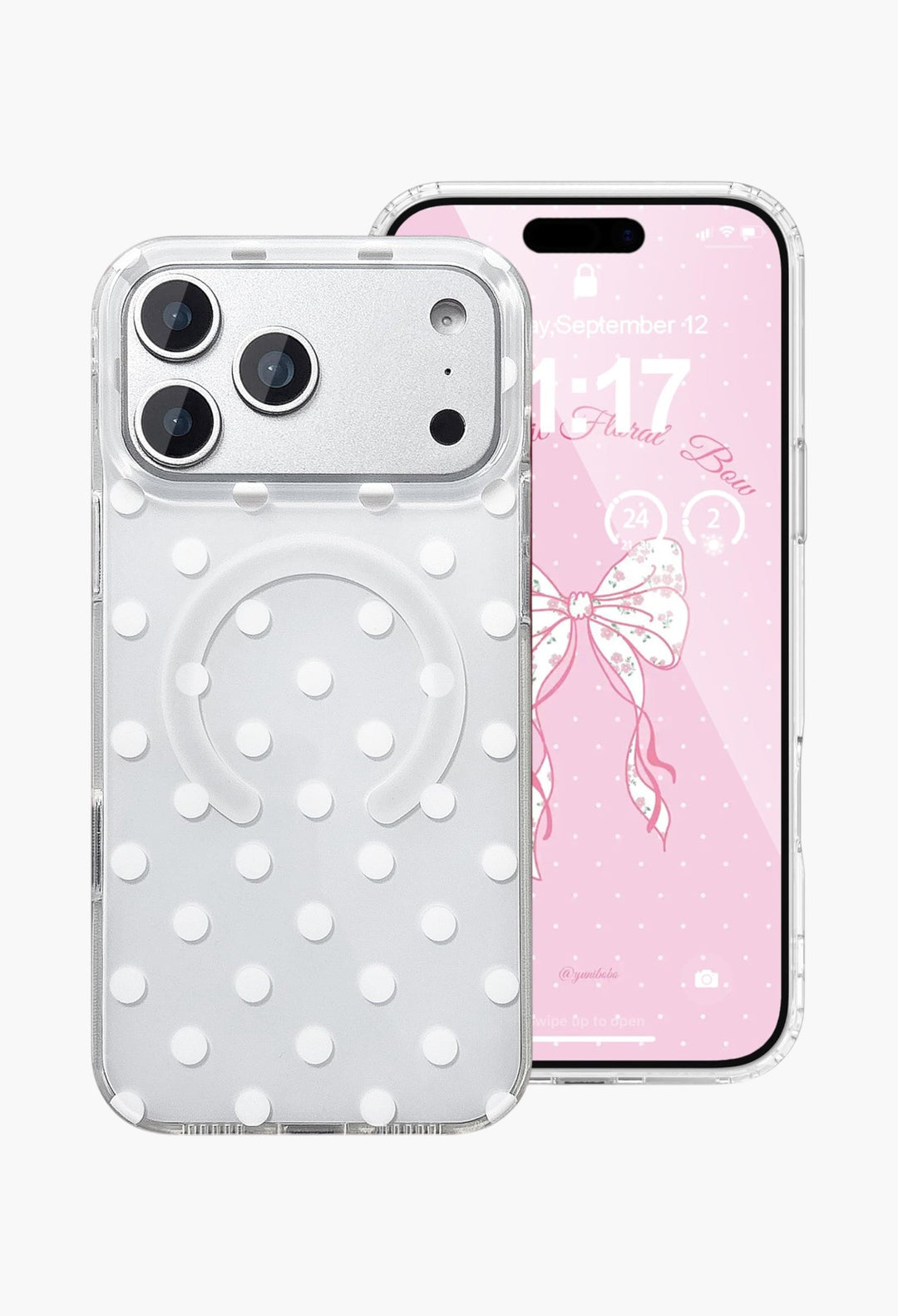 Magnetic Case for iPhone 17 Pro Max Case Compatible with Wireless Charging, Polka Dot Design Shockproof Bumper Cover Case for Girls Women - GLAM MODA