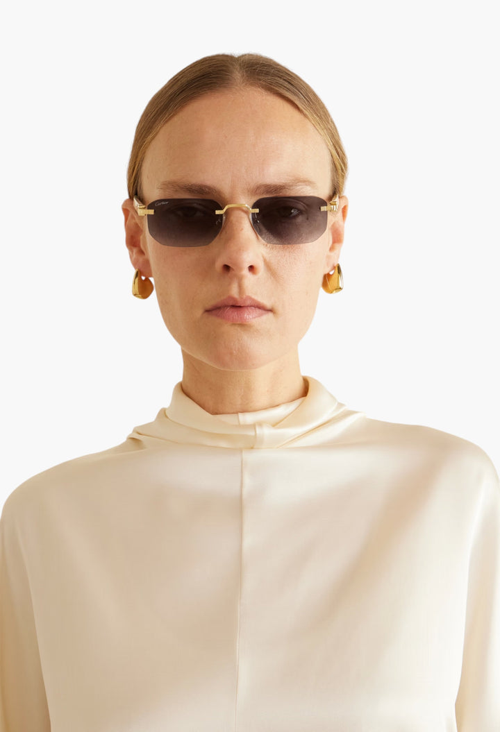 Signature C Rimless Rectangular-Frame Silver-Tone And Acetate Sunglasses - GLAM MODA