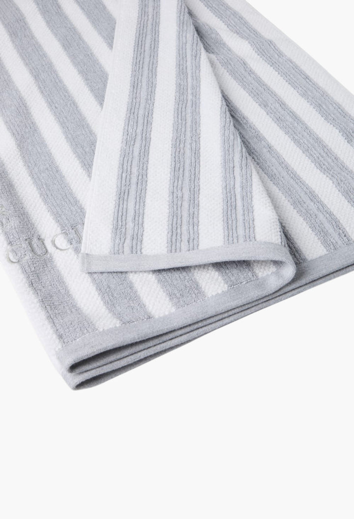 Striped Cotton Terrycloth Beach Towel With Embroidery - GLAM MODA