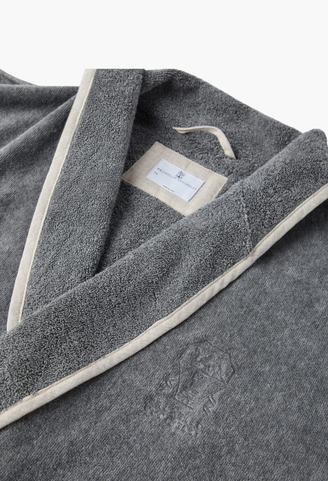 Cotton Terrycloth Bathrobe With Linen Trims - GLAM MODA