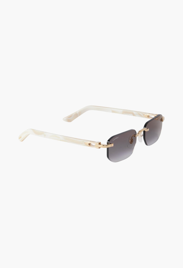Signature C Rimless Rectangular-Frame Silver-Tone And Acetate Sunglasses - GLAM MODA