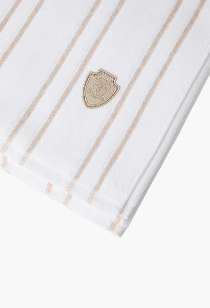Striped Cotton Terrycloth Towel With Logo - GLAM MODA