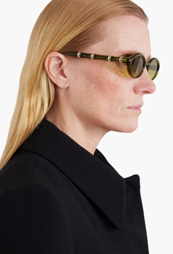 Bamboo Round-Frame Acetate Sunglasses