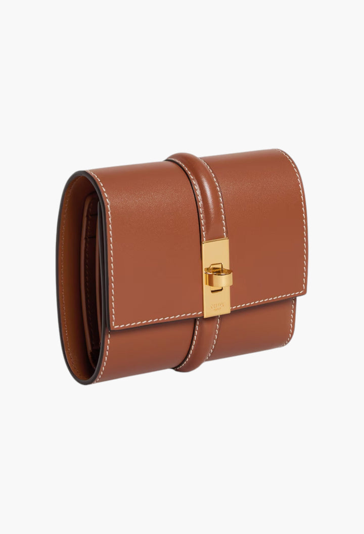 Small Trifold Wallet 16 In Satinated Calfskin - GLAM MODA